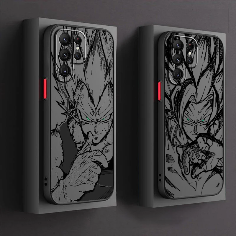 Comics D-Dragon Ball Saiyan Frosted Translucent For Samsung Galaxy S24 S23 S22 S21 S20 FE S10 S9 S8 Plus Ultra Pro 5G Back