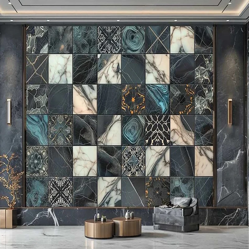 3D Wallpaper Marble Art Collage With Geometric Patterns Fresco Mural Living Room Bedroom Backdrop Home Decor Papel De Parede 3D