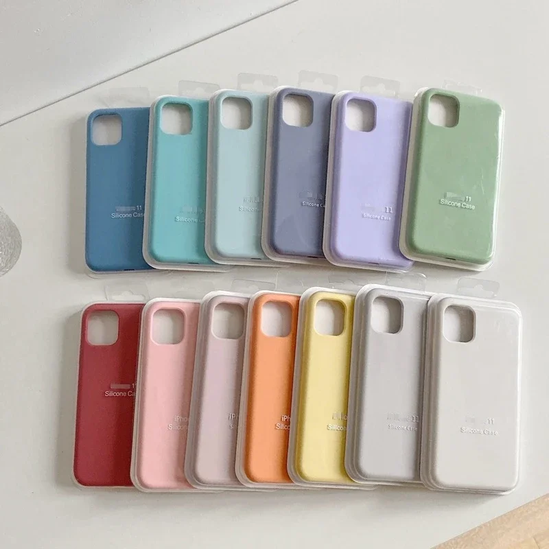 Liquid Silicone Cover For iPhone 13 12 11 Pro Max Mini X Xs Max XR 7 8 Plus SE Original Logo Box Cas