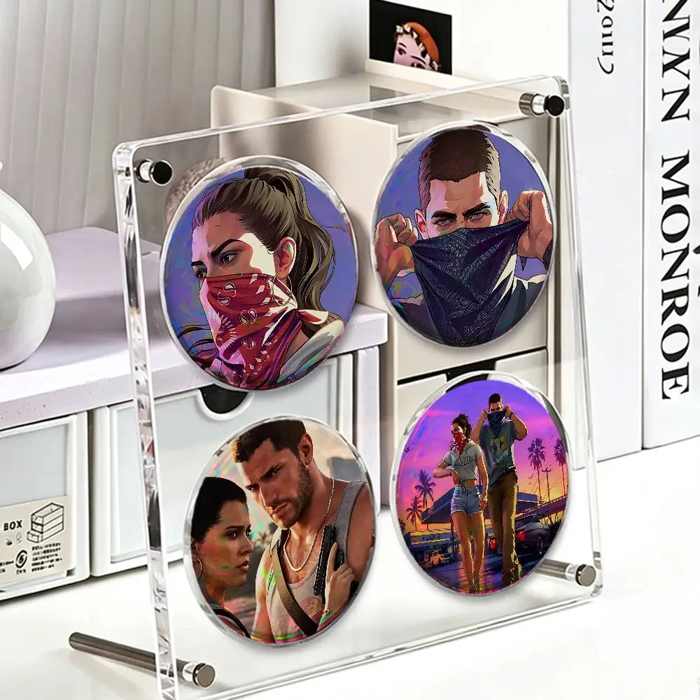 L-Lucia J-Jason 58mm Classic Tin Badge 2.25 Inch Holo Baji Kawaii Round Button Pin for Collectible