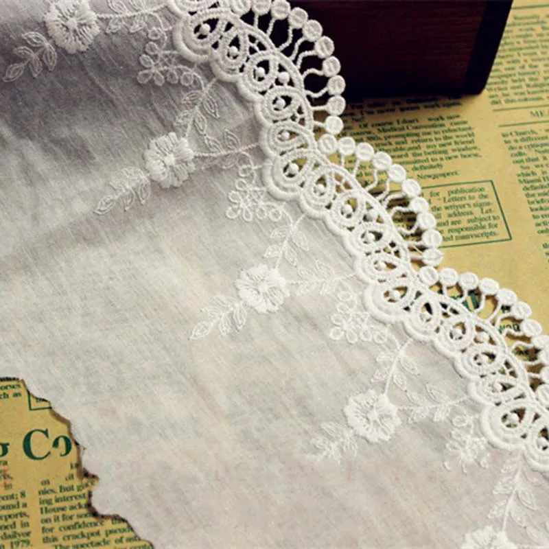 

30Yards Cotton Lace Embroidered Ribbon Flowers Lace Appliques Collar Sleeves Trim Curtains Sewing Accessories New