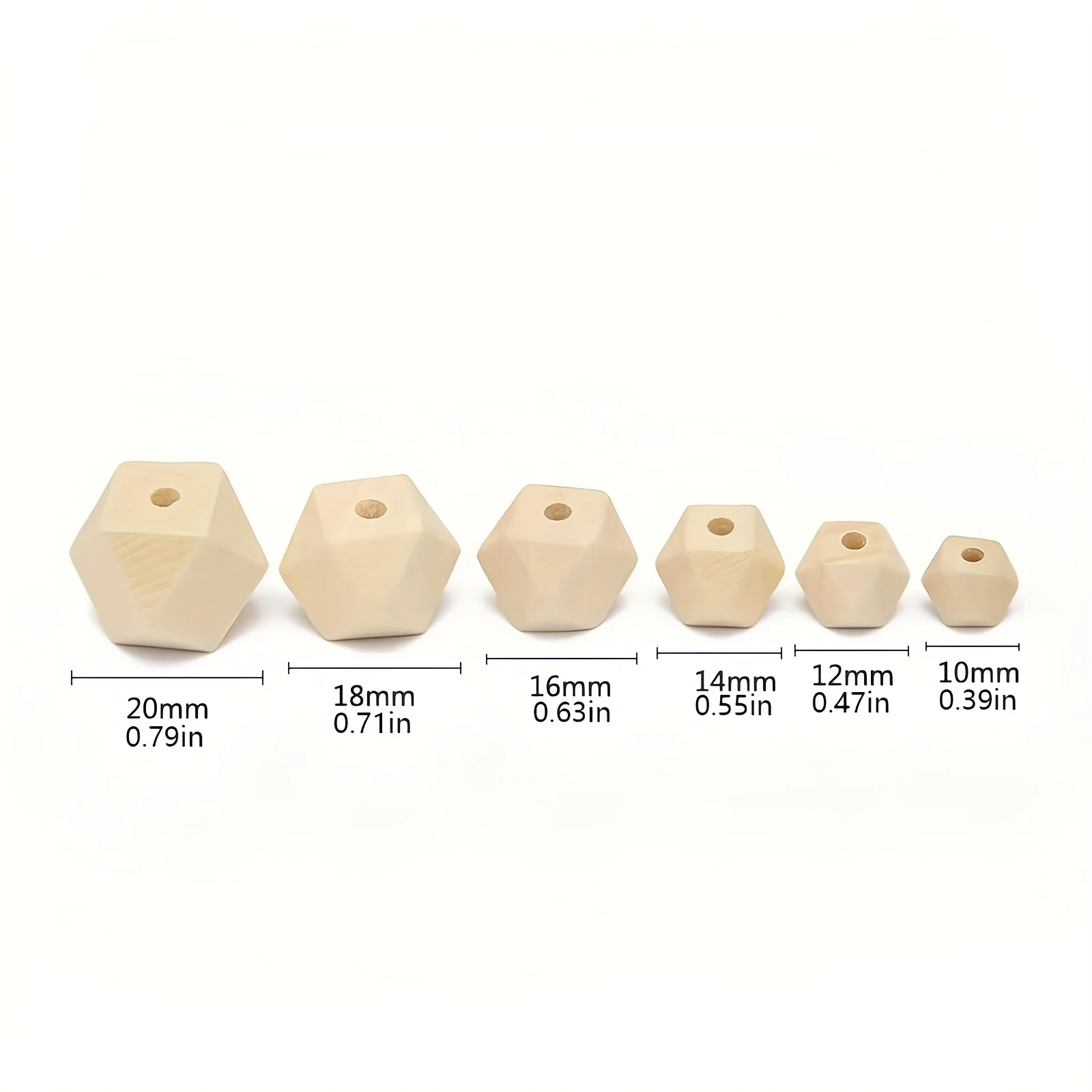 30/20/15Pcs Wooden Octagonal Beads Single Hole Faceted Wooden Beads Natural Eight-sided Wooden Beads Unfinished Wooden Beads