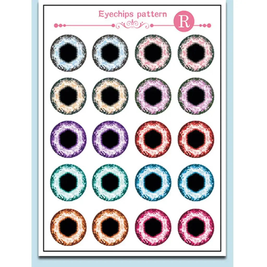 Plastic Doll Eyeball Eyes Paper Pattern for 1/6 Blythe Doll Eyes Customization Kit DIY Supplies Making