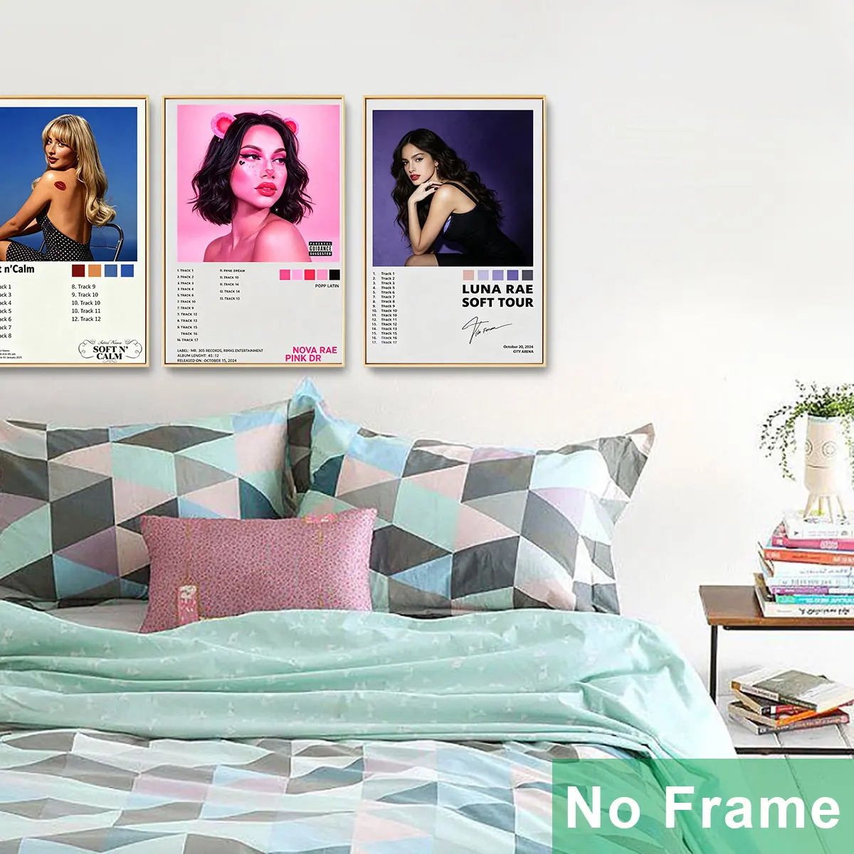 send customized A4 1/2/3/5/9PCS to customize different images,Aesthetic Music‑Style Canvas Poster, Modern Track List Layout Wal