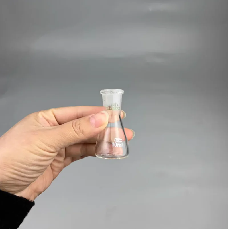 (Pack of 2) Glass Erlenmeyer Flask 10ml Thickened High Temperature Resistant Heatable Glass Standard Ground Mouth 14#