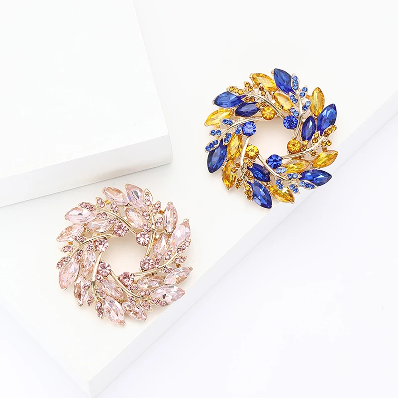 Exquisite Temperament Rhinestone Wheat Ear Wreath Brooches For Women Girls Versatile Shiny Corsage Clothes Accessories Gifts