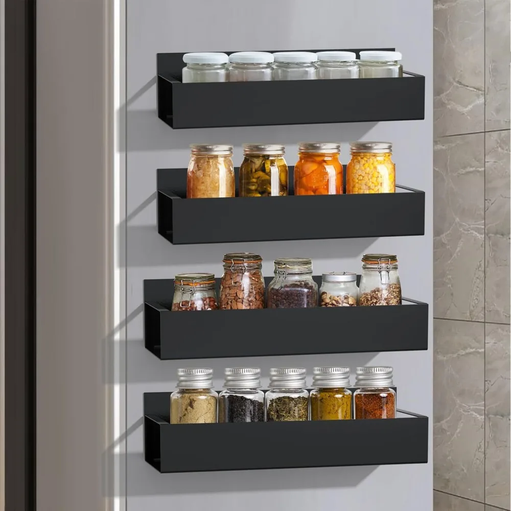 1pc magnetic refrigerator storage rack, space saving, multifunctional storage, strong load-bearing, durable