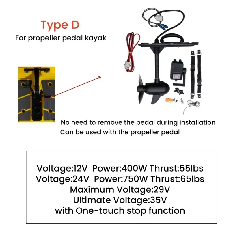 

New Upgraded Aluminum Brushless Hybrid Trolling Motor With One-Touch Stop Kayak Engine For Pedal Kayak