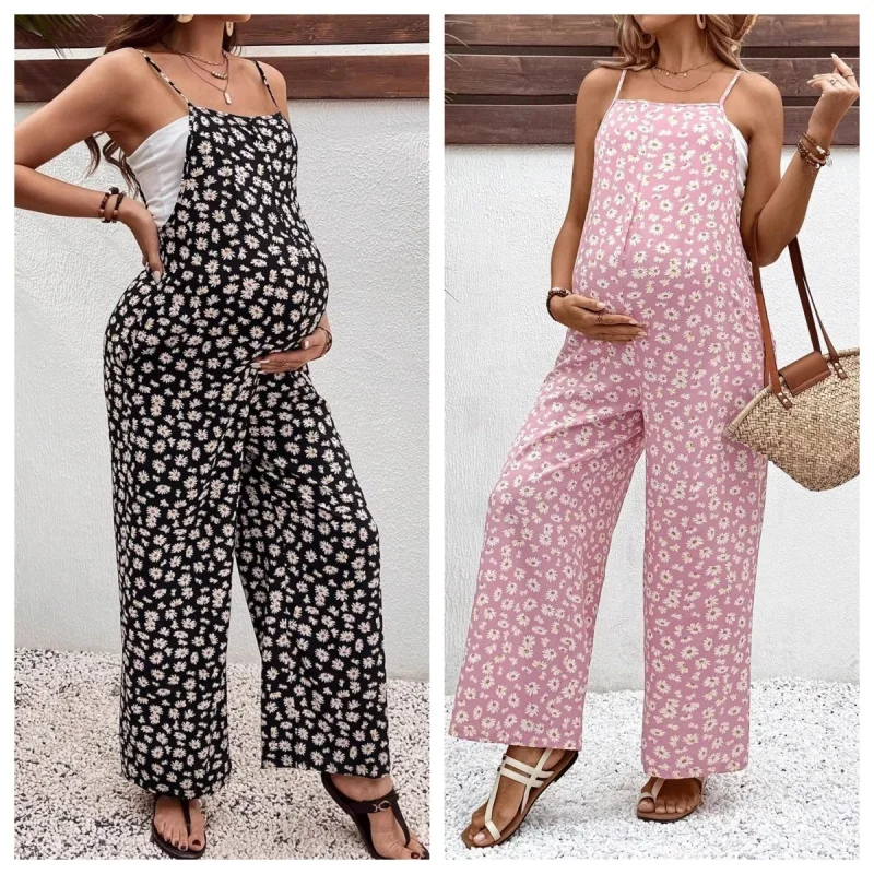 2026 Spring  And Summer New Arrival Printed Bodysuit Maternity Pants Bohemian Style Pregnancy Wraparound Pants