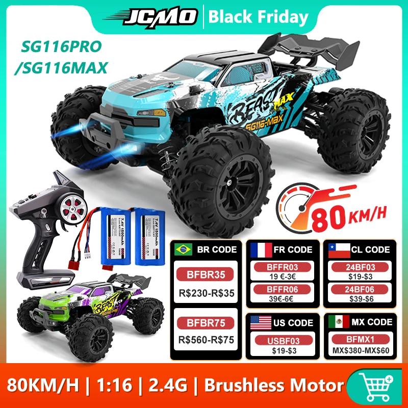 ZLL SG116 MAX RC Car Brushless 4WD RC Car 80KM/H Professional Racing Car 2.4G High Speed Off-Road Drift Cars Remote Control Toys