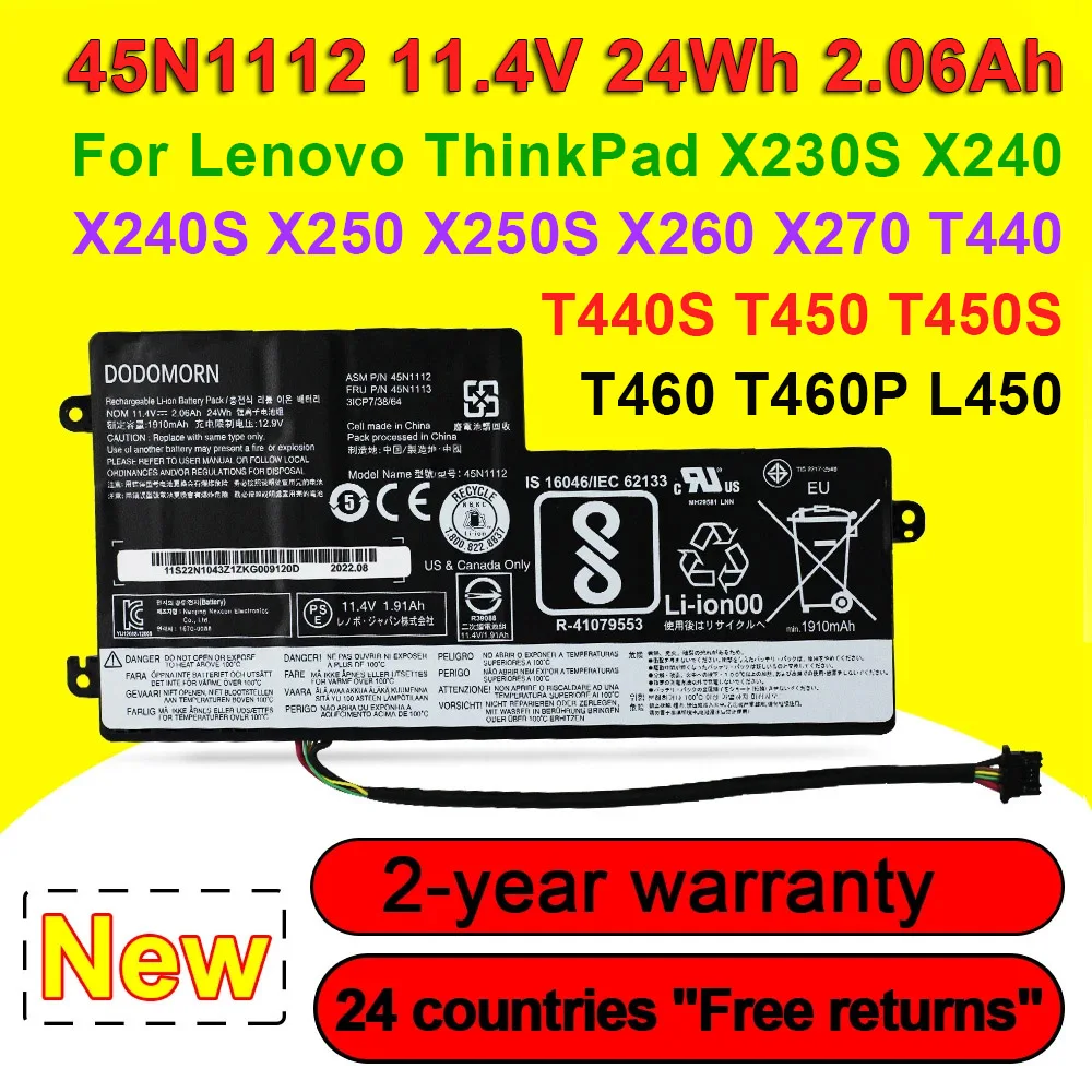 45N1112 For Lenovo ThinkPad T440 T440S T450 T450S T460 T460P X230S X240 X250 X260 X270 L450 W550 Laptop Battery 45N1111 45N1113