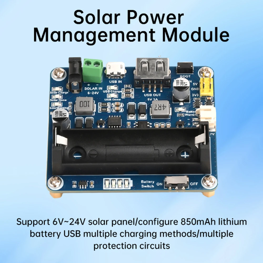 6V 24V Solar Panel Power Management Module Solar Charging Support MPPT 850mAh Lithium Battery Suitable Arduino Jetson Aspberry