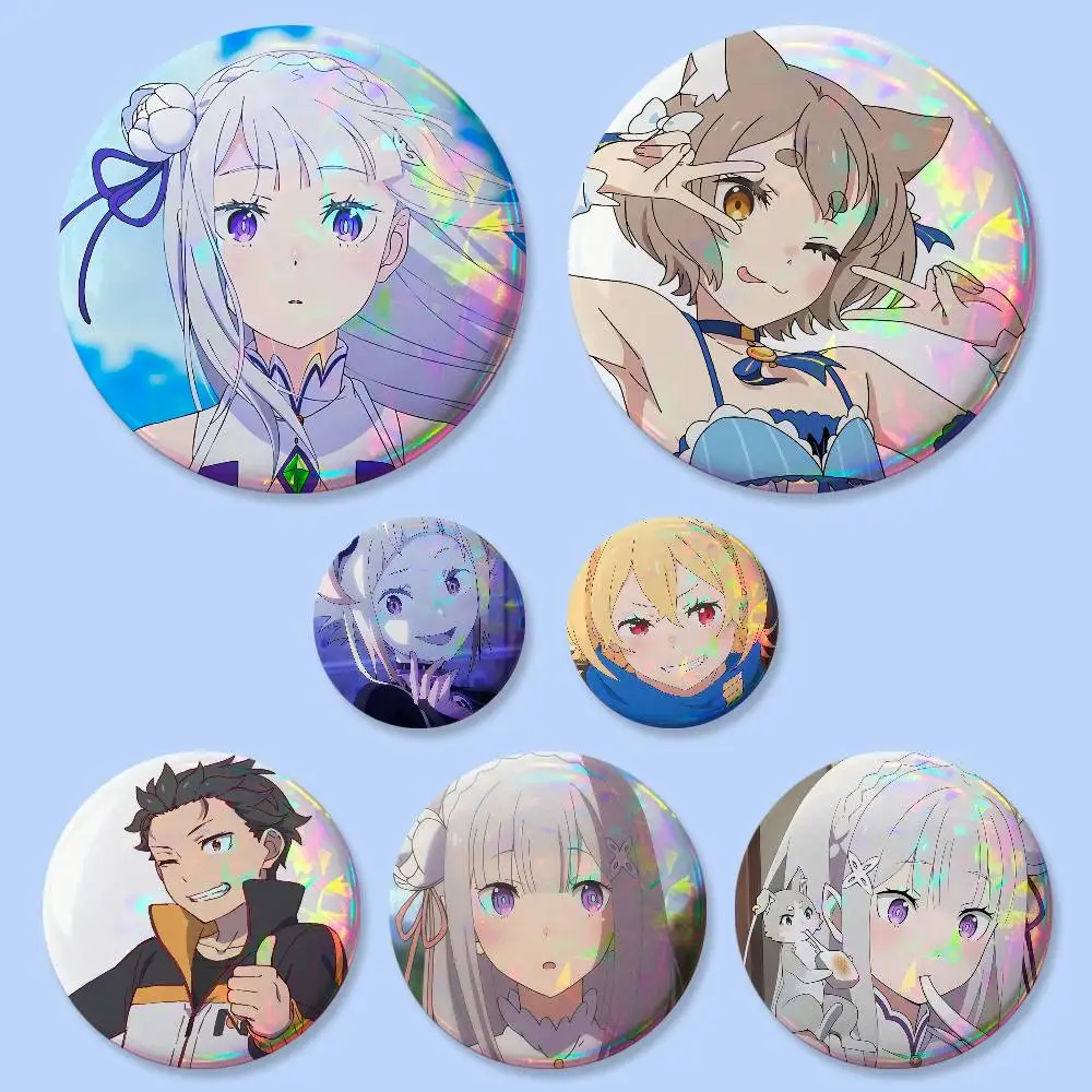 1 unidad de insignias redondas Kawaii REM de anime japonés Re:Zero, de 25, 44 y 75 mm, para cosplay, decoración de bolsos, regalos para fans, coleccionistas, amigos, broche y recuerdo