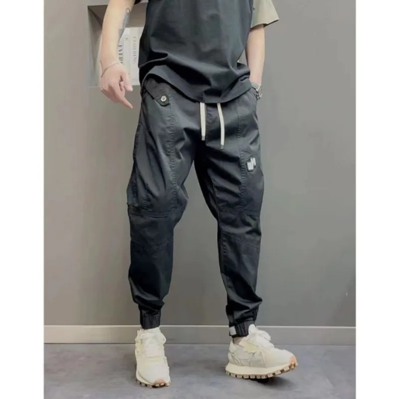 

Новая осенняя повседневная мужская свободная рабочая одежда на липучке, облегающие шаровары с девятью точками