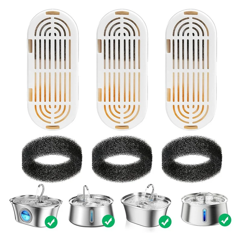 

3 PCS Replacement Water Fountain Filters For 108Oz/3.2L Stainless Steel Cat Dog Water Dispenser Sponges Foam Filters-A021