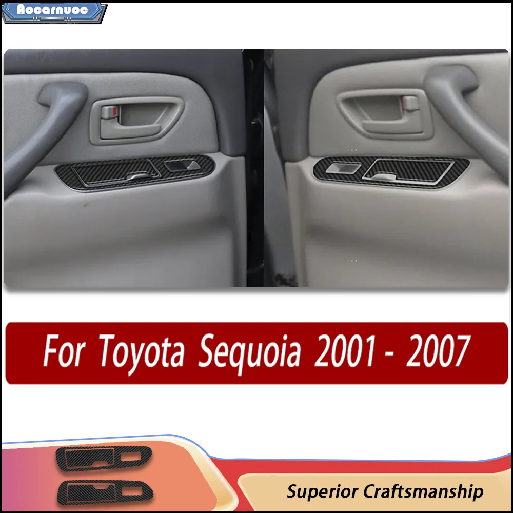 

Carbon Fiber Car Interior Stickers Kit - Left and right rear door control Trim Stickers For Toyota Sequoia XK30 XK40 2001- 2007