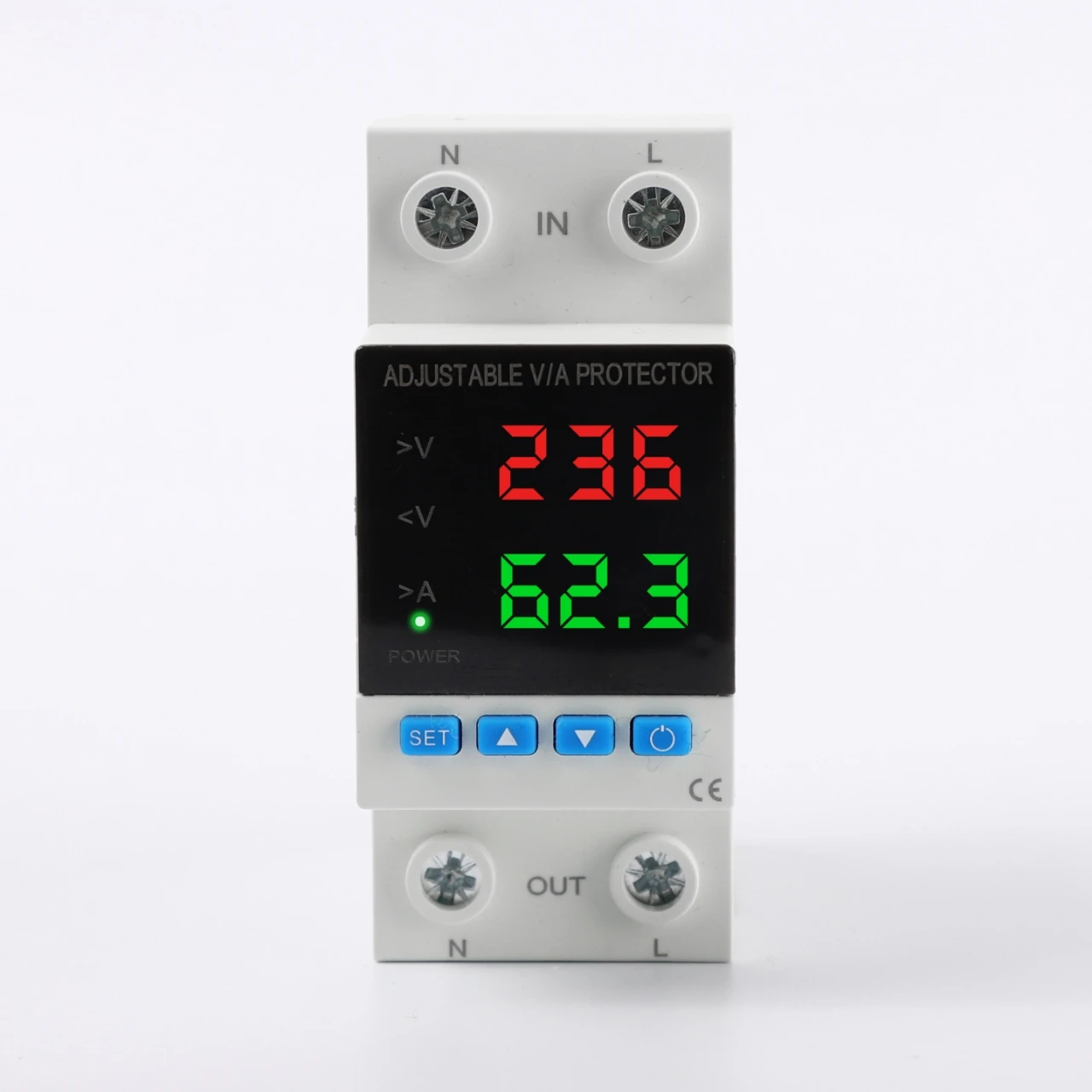 3PCS 63A 230V 2P Over Under Voltage Overcurrent Protection Electric Digital Voltage Protector Relay