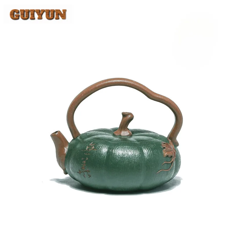 100ml Exquisite Yixing Purple Clay Teapots Handmade Pumpkin Pot Raw Ore Section Mud Starch Kettle With Infuser Zisha Tea Set Cha