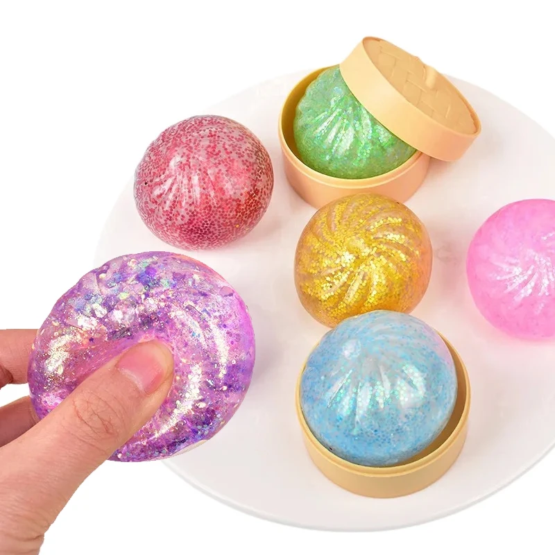 Mini Simulation Flash Dumpling Pressure Ball Slow Rebound Soft Pinch Decompression Office Home Decorat Children Adults Toy Gifts