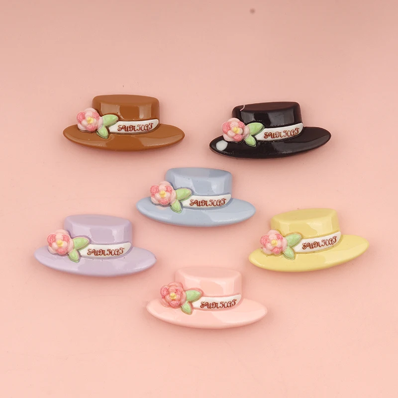 10/100Pcs Cute Miniatures Cap Hat Headwear Flat Back Resin Scrapbooking DIY Jewelry Hairpin Craft Decoration Accessorie