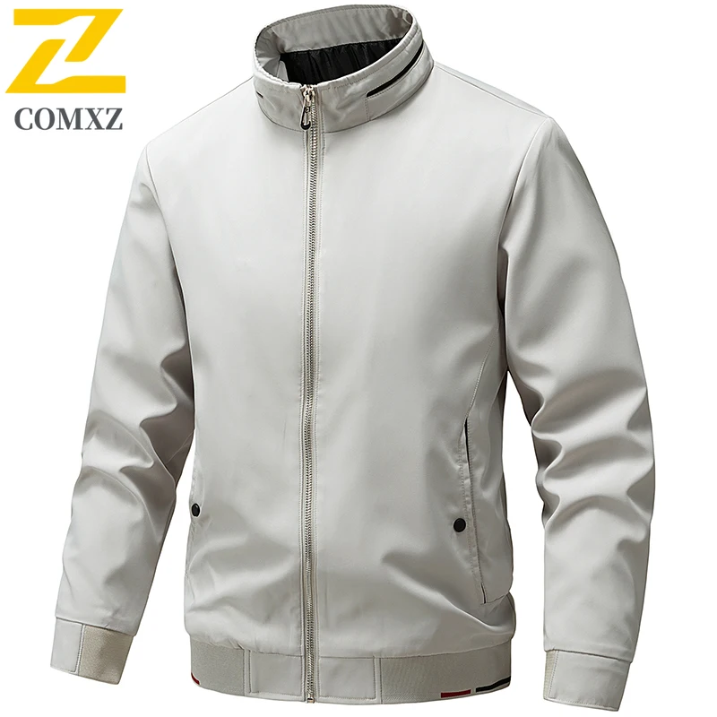 

Business Stand Collar Jacket 2025 Spring Autumn Solid Color Waterproof Workwear Jacket Casual Outdoor Middle-aged Men's Clothing