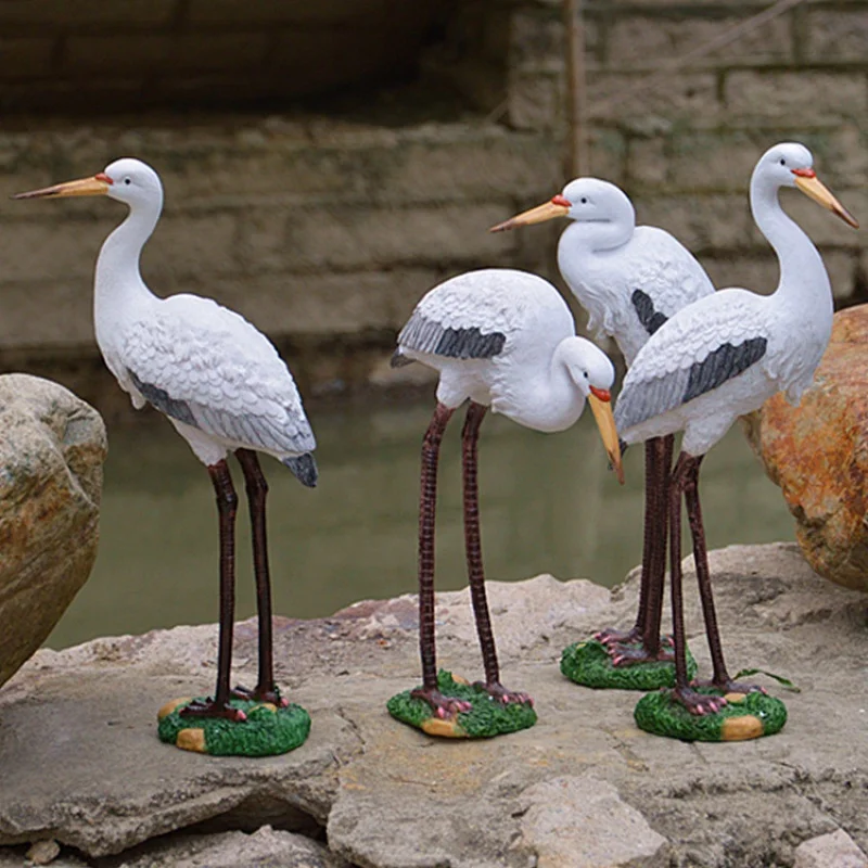 Hot Sale Simulation Egret Ornaments Resin Crafts Garden Scenic Spot Engineering Landscaping Resin craft ornament