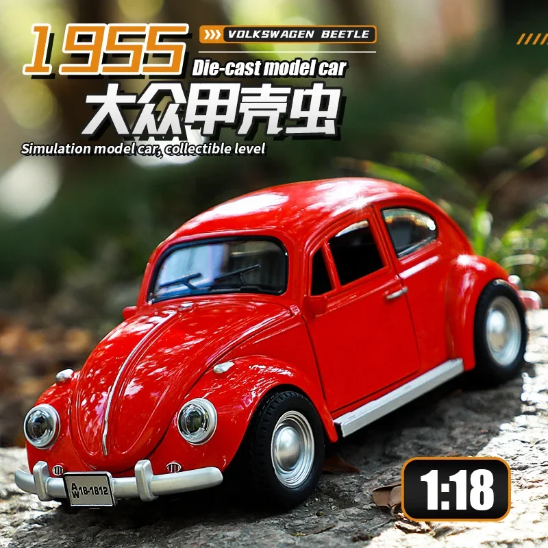 

1:18 1963, классический автомобиль Volkswagen Beetle, имитация литья под давлением, модель автомобиля из металлического сплава, звуковой свет, коллекция с откатным механизмом, детские игрушки, подарки