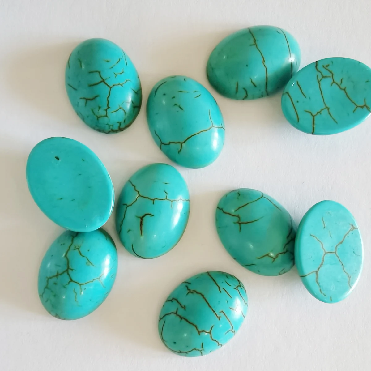 16x12MM Natural Blue Turquoise Stone Beads GEM Oval CAB Cabochon Jewelry Making 10PCS H391