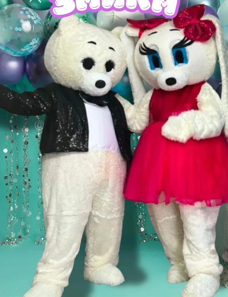 

Белый медведь, кролик, костюм талисмана для взрослых, персонажи мультфильмов, нарядное праздничное платье, свадебные рекламные наряды