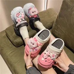 Women's Hole Shoes Summer Cartoon Accessories Hole Slippers Anti Slip Thick Sole Indoor Sandals Outdoor Beach Slippers Sandals