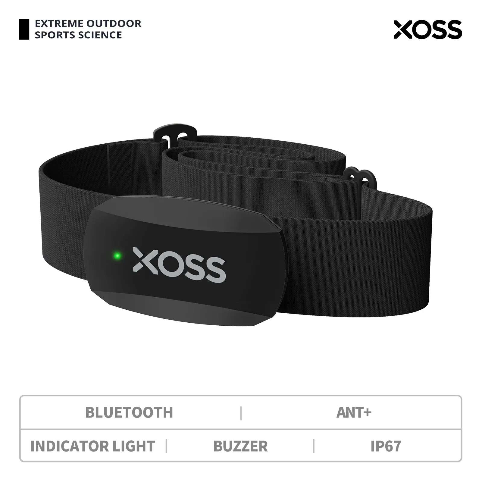 XOSS X2 Monitor pracy serca z paskiem na klatkę piersiową do jazdy na rowerze, biegania, pieszych wędrówek, Bluetooth ANT+ Wireless Health Fitness Inteligentny czujnik rowerowy