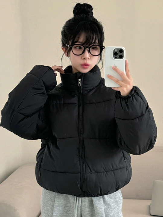 

Зимнее свободное повседневное универсальное женское пальто с воротником-стойкой в Корейском стиле, хлопковое пальто маленького размера Ele Bread