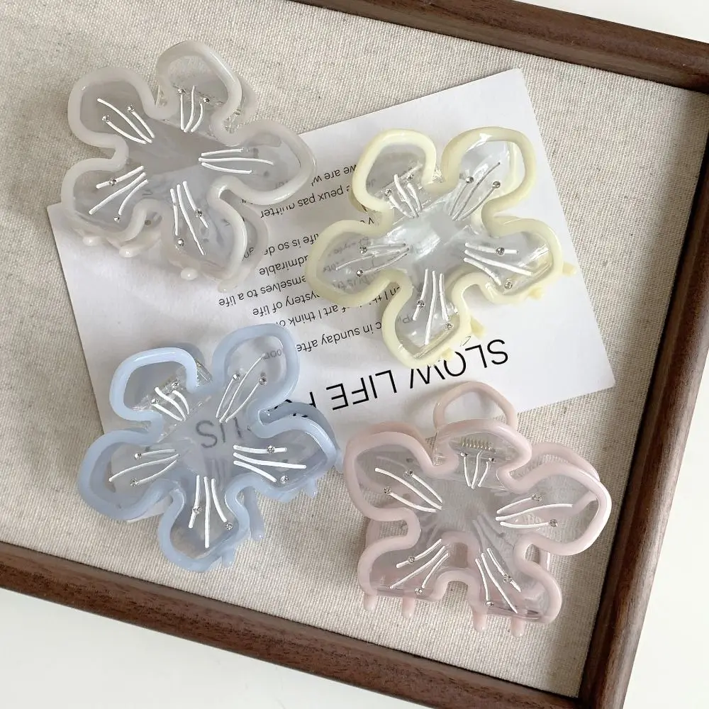 

Rhinestone Flower Hair Claw Cherry Blossom Hairpin Acetic Acid Flower Shark Clip Headwear Korean Style Transparent Hair Clip