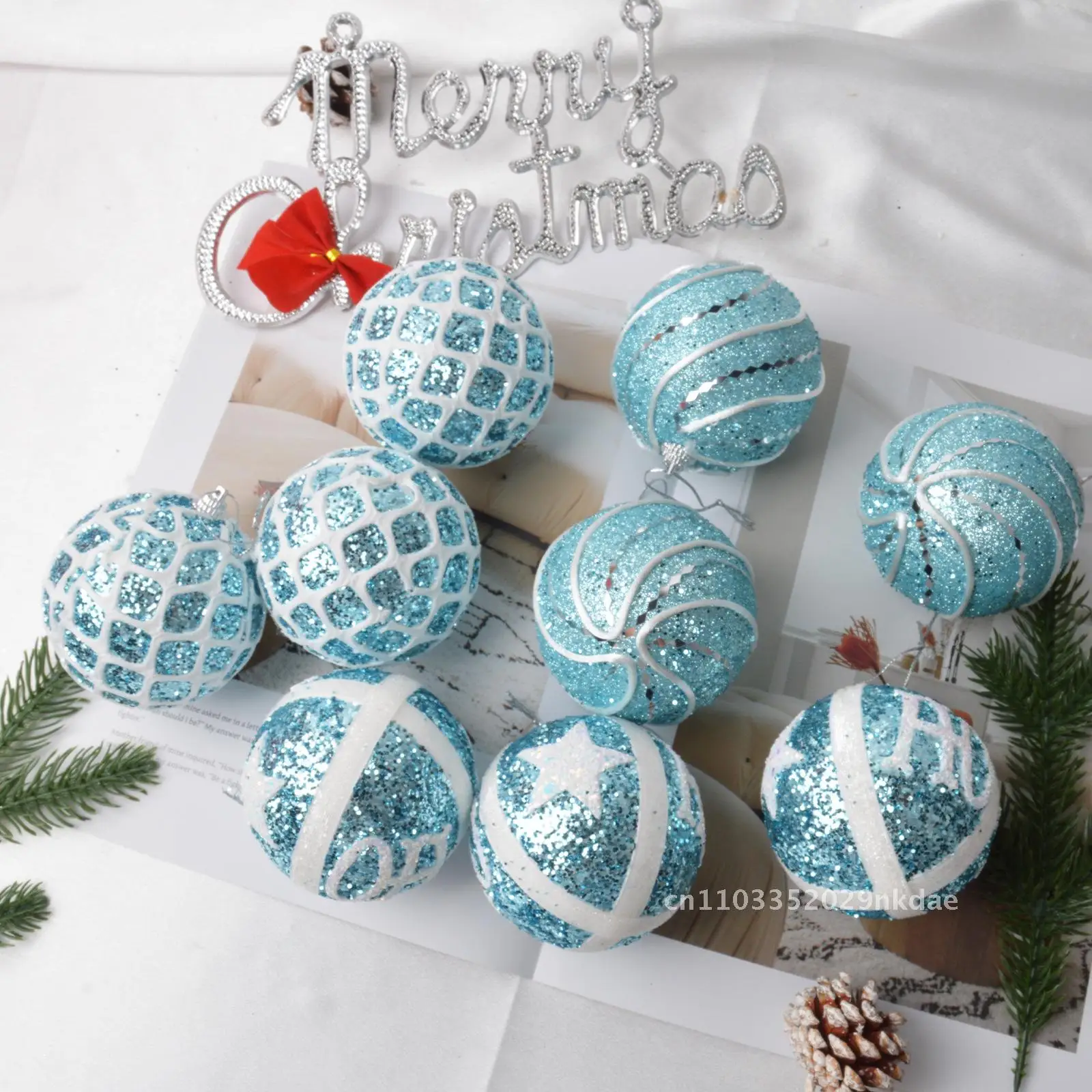 

8CM Christmas Ball Christmas Tree Decoration Ornaments Blue Christmas Ball