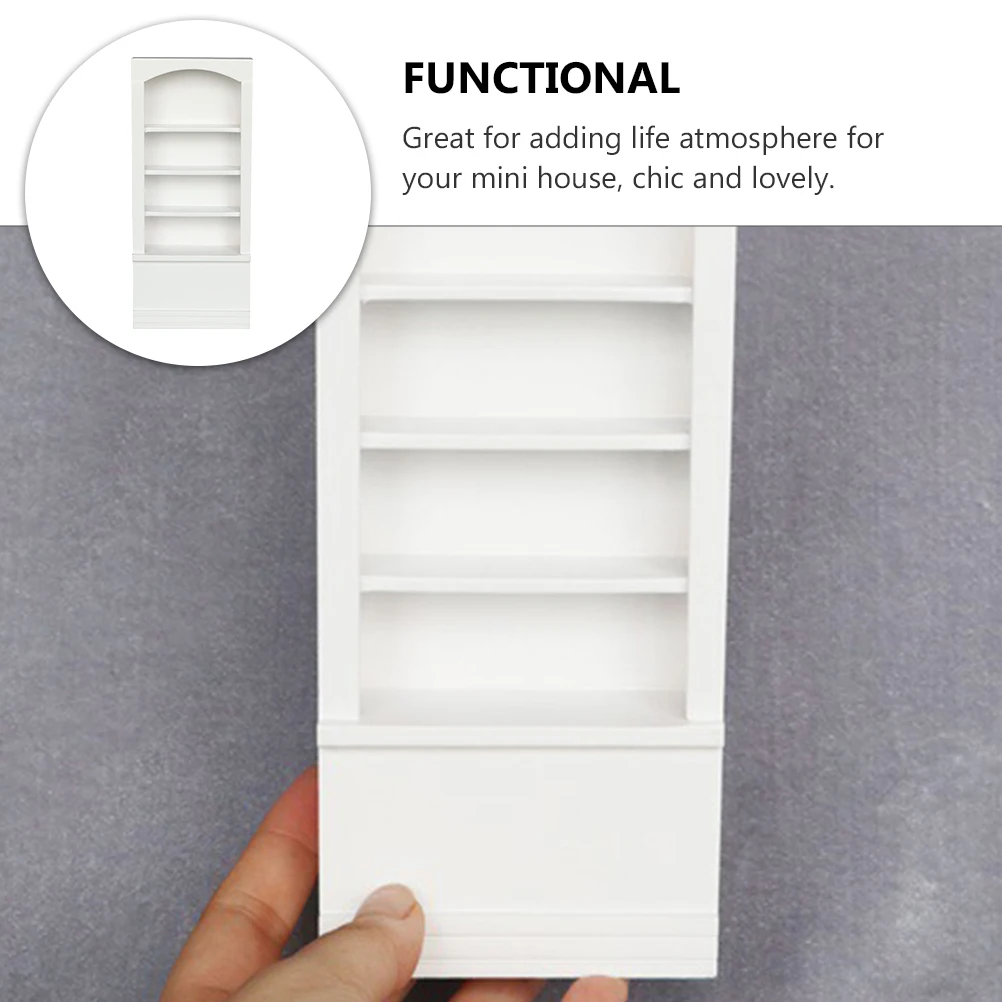 

House Mini White Bookcase Display Cabinet Furniture Models Miniature Dollhouse Storage