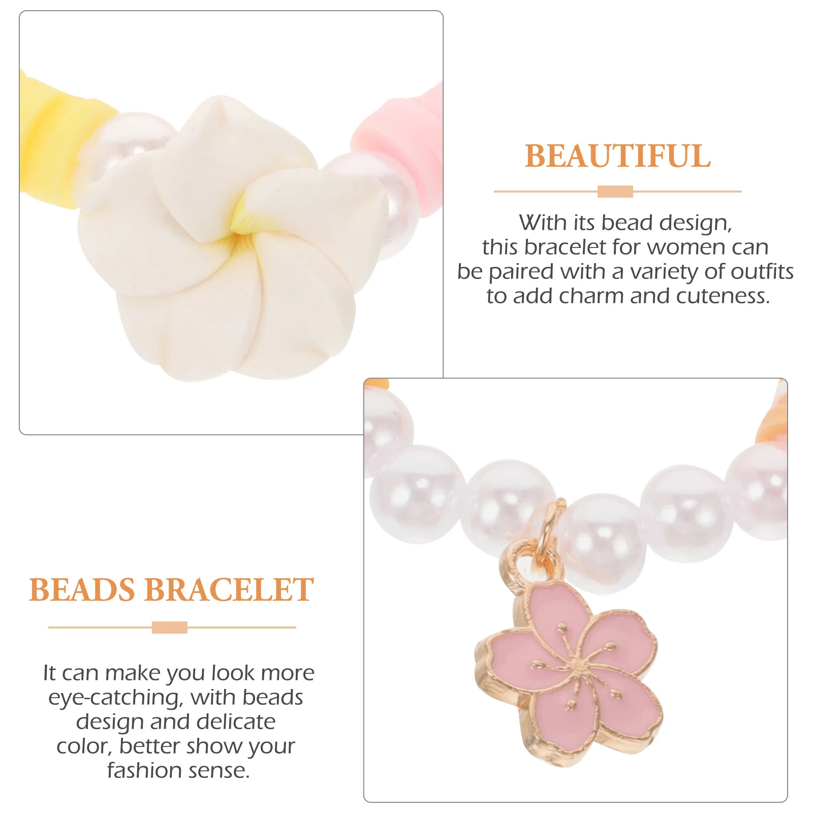 

6Pcs Colorful Clay Bead Bracelets Cute Charm Bracelet Set for Women Teen Wrist Jewelry Summer Accessories