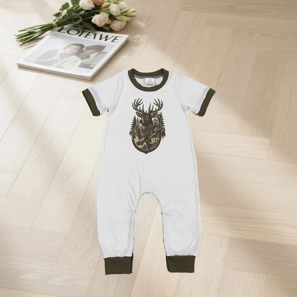 

NEW RTS Baby Boys Deer Fish Ducks Hunting Footie Rompers