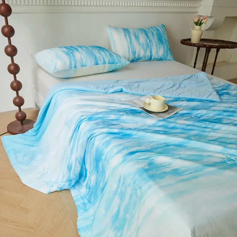 

Blue Quilt for Summer Cooling Patchwork Bedspread for Beds Single/Queen Summer Blankets /Duvet without pillowcase