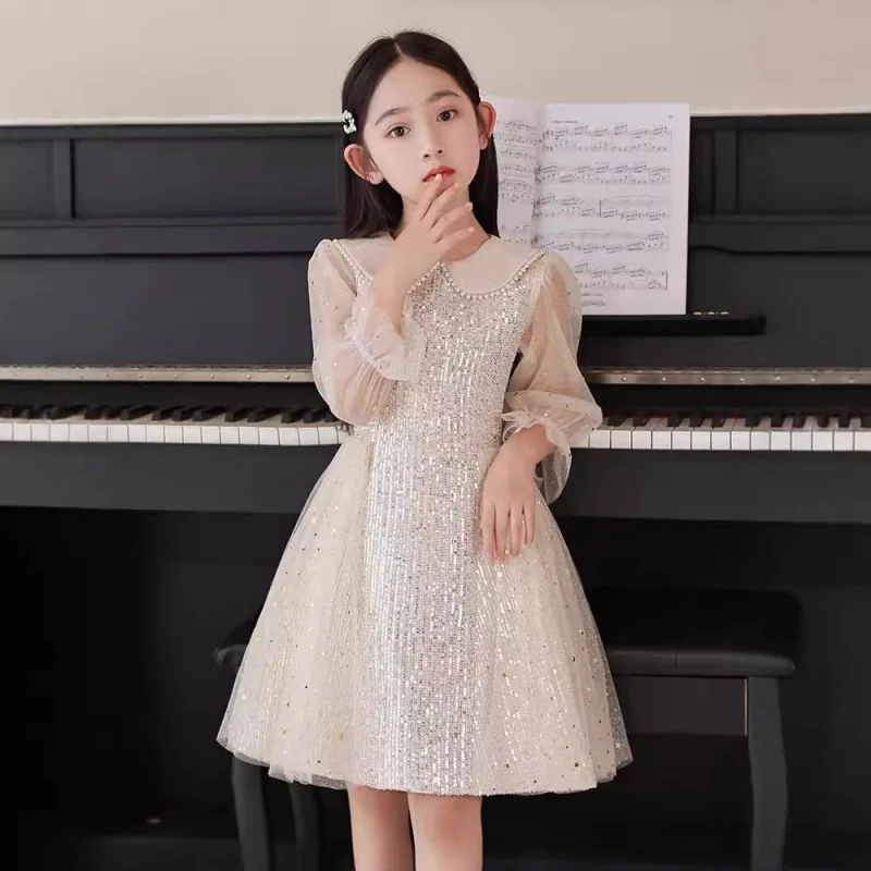Flower Wedding Little Girl High-End Children's Princess Dress Host Piano Performance Outfit Spring
