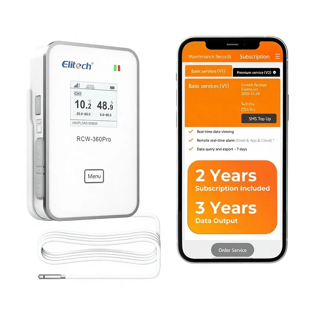 Elitech 4G Cellular/WiFi USB Temperature Humidity Data Logger 16.4ft Probe -40~176F/0~100%RH Real-Time Cloud mo ni tor