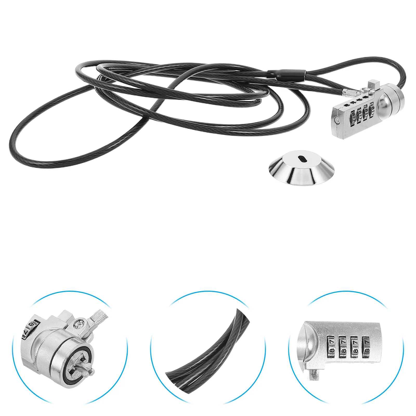 1Set Computer Combination Cable Lock 4-Digit Keyless Laptop Security Lock Universal Fit for Most Laptops Desktops Anti-Theft