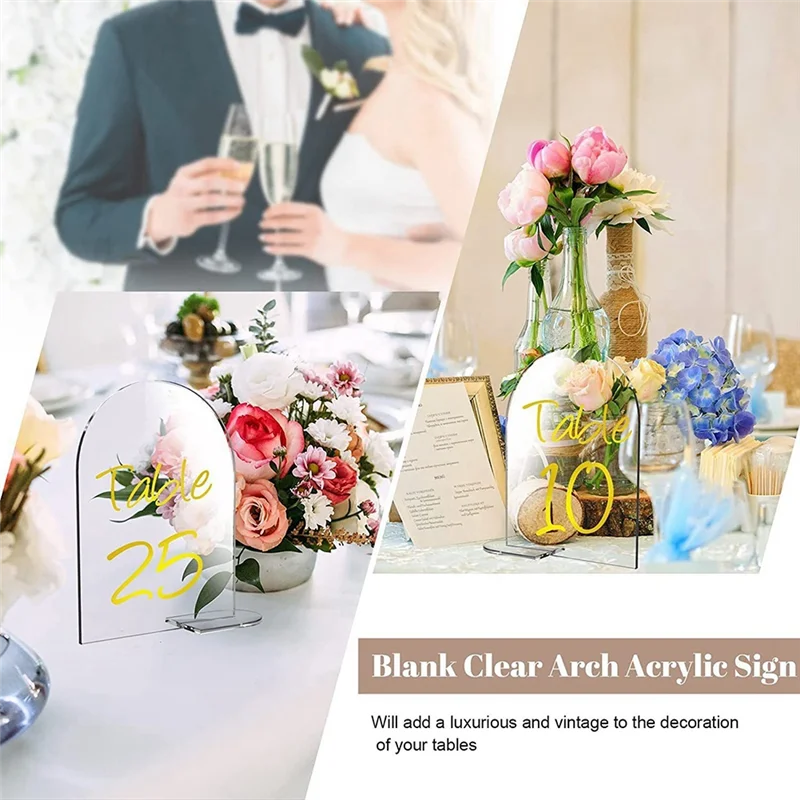 Upgraded 20Piece Blank Acrylic Numbers Signs With Stand 6X4 Inch Diy Arch Acrylic Stand Signs Wedding Reception Sign