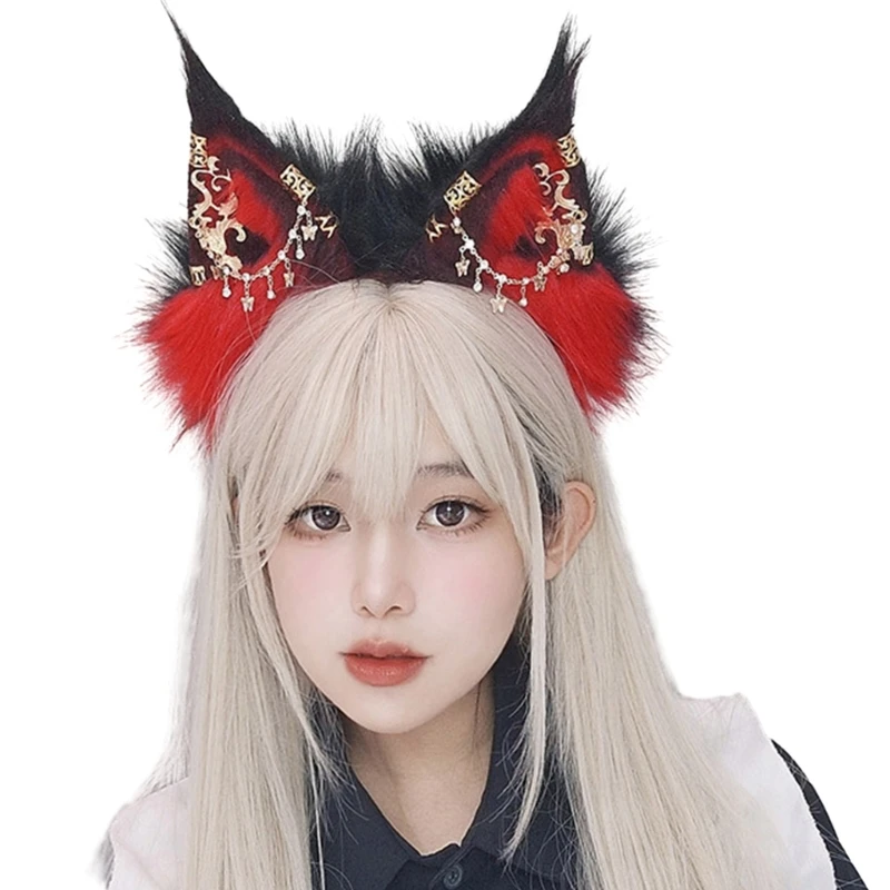 1pc Cosplay Cat Ear Hairband with Alloy Earring Woman Teens Headband for Movie Enthusiasts Anime Theme Gatherings Hairband