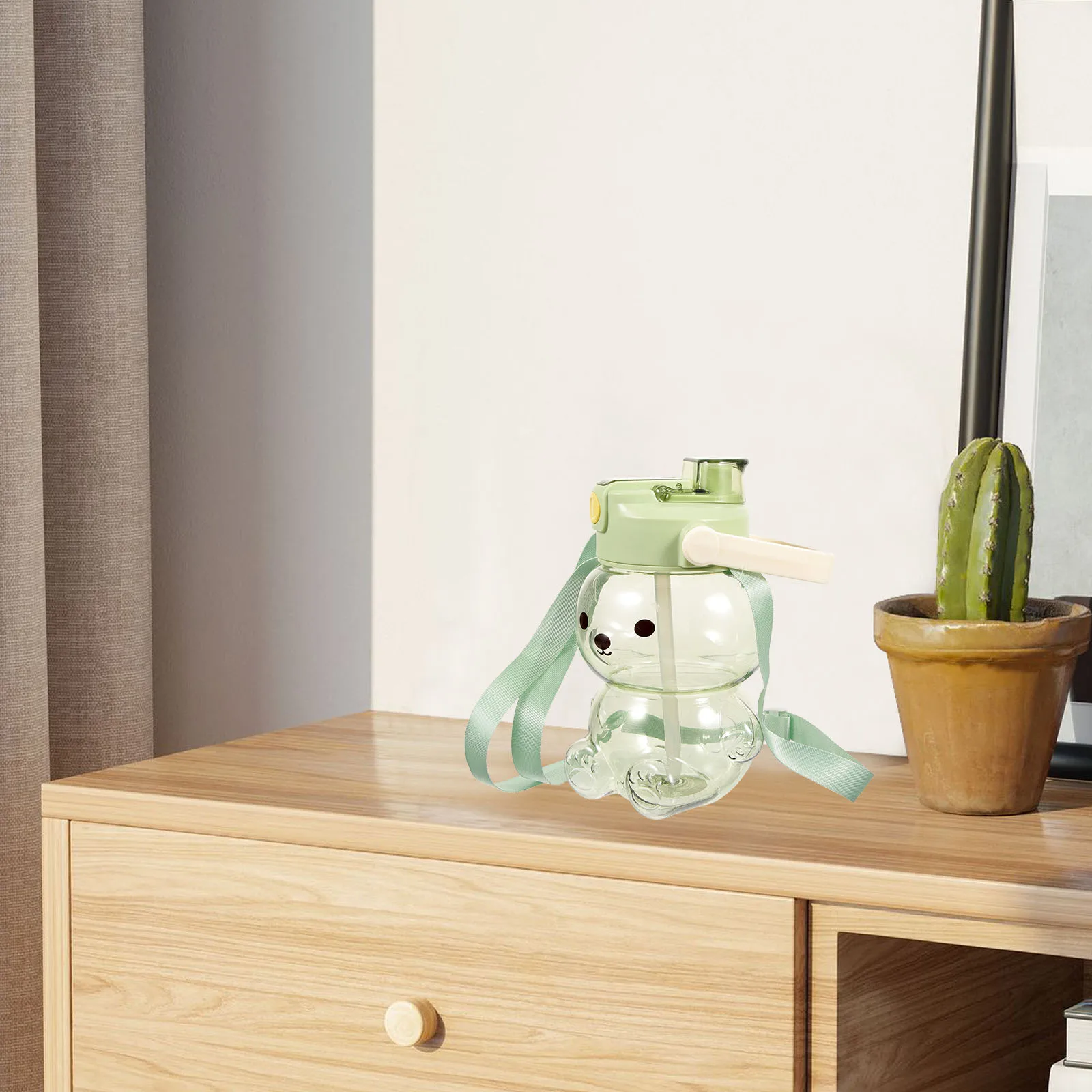 

Cute Bear Water Bottle with Straw Large Portable Drinking Cup for Travel Camping Hiking Refillable Bottle