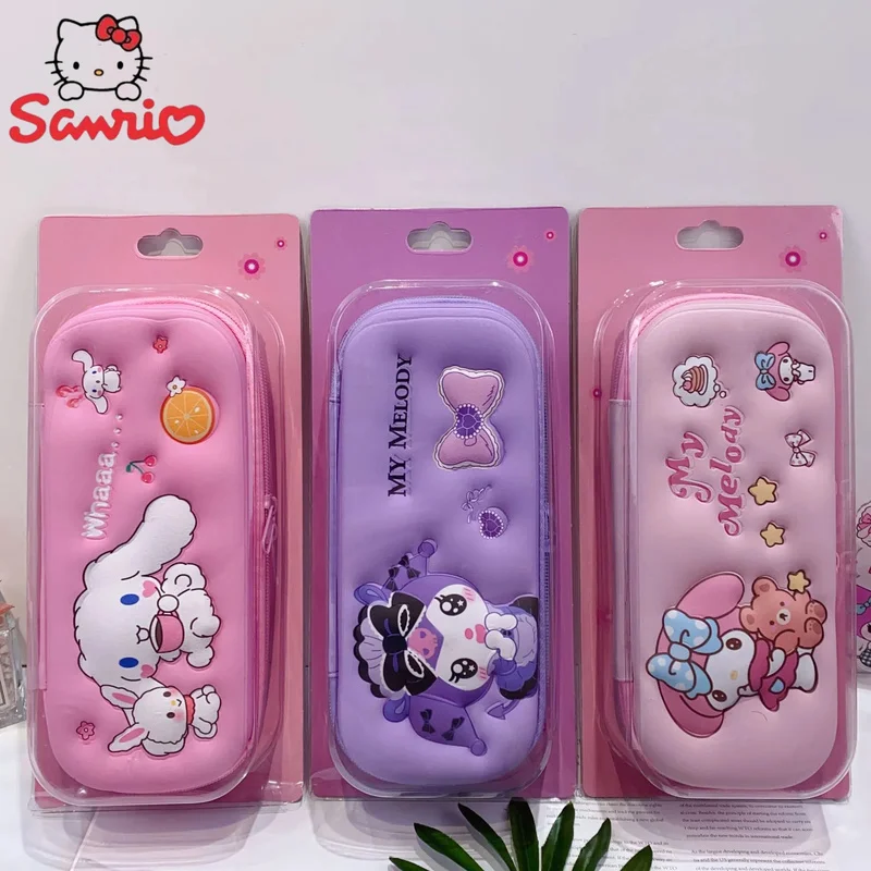 Nowy piórnik Sanrio Eva 3d Kuromi Melody Cinnamoroll Piórnik przedłużony Piórnik Student Cute Cartoon Podwójny zamek błyskawiczny Prezent