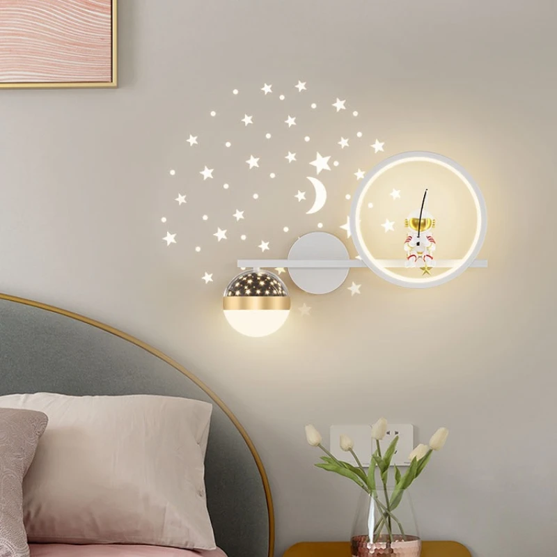 

Children Lighting Star Astronaut Projector Wall Lamps Bedroom Corner Staircase Decoration Kid Dining Decor Study Foyer