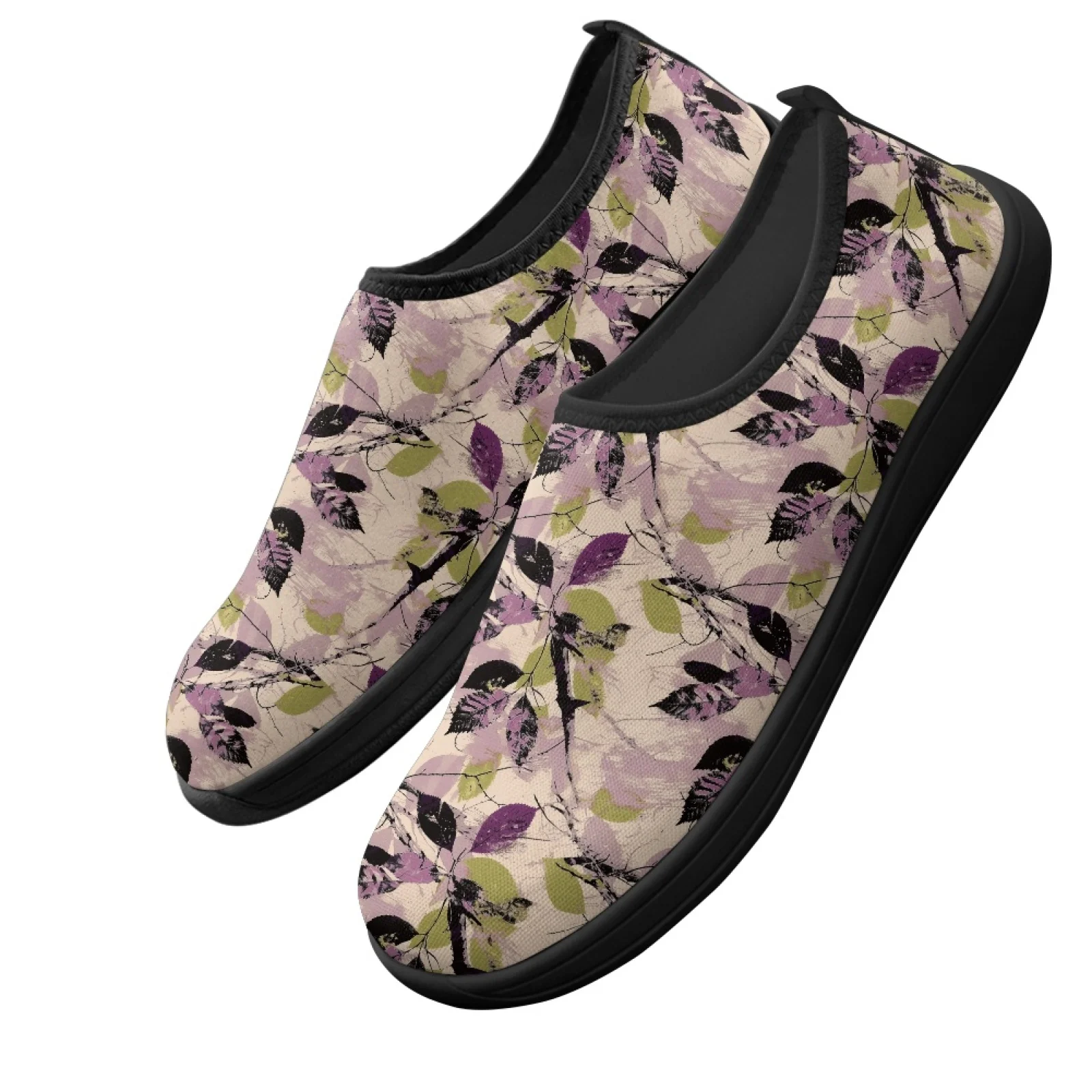 PENSTROLL Purple Leaf Wide Width Zero Drop Minimalist Sneakers House Shoes for Running Wide Toe Box Casual Shoes for Men