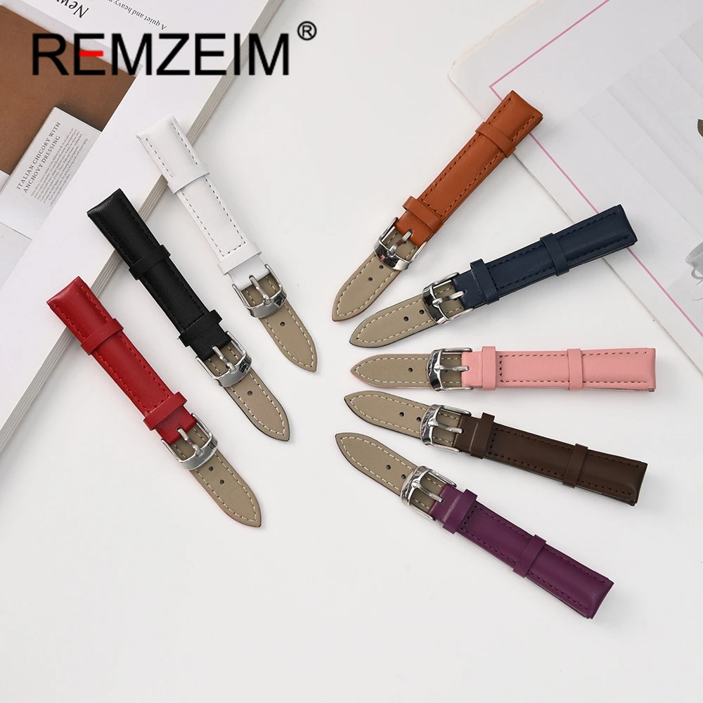 Soft Leather Watchband 16mm 18mm 20mm 22mm Comfortable Wristwatch Bracelet Men Women Watch Band