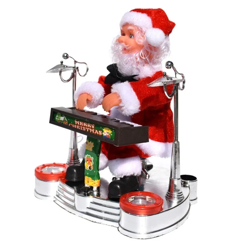 Christmas Electric Music Santa Claus Doll Playing Piano Ornament For Christmas Decorations For Children Gift