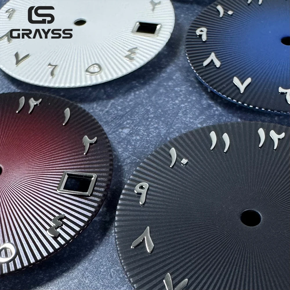 28.5mm NoLogo Sunburst Dial Arabic Numerals Date Window For SKX NH35 NH36 NH38 Mechanical Watch DIY Retrofit Parts